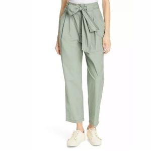 La Vie Rebecca Taylor Tie Front Paperbag Waist Pants In Sage Green Size 25
